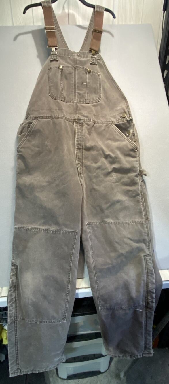 Vintage Men’s Carhartt R27CHT Chestnut Bib Overalls 40x32 Quilted Zippers USA